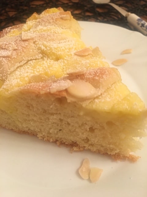 Lemon Vanilla Custard Cream Pie Cake slice